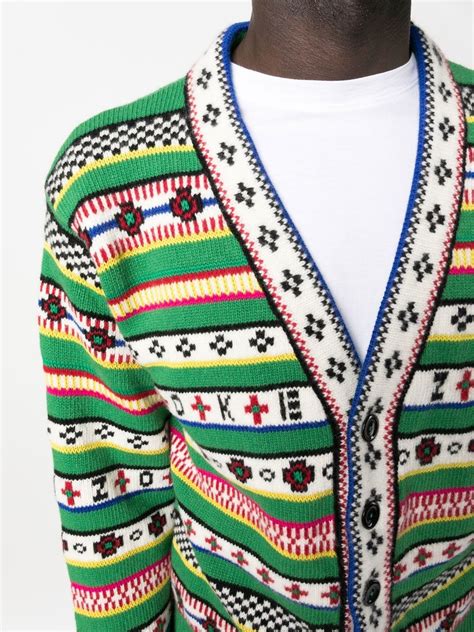 Kenzo V Neck Fair Isle Knit Cardigan Farfetch