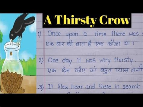 The Thirsty Crow Story In Writing English And Hindi 10 Lines The