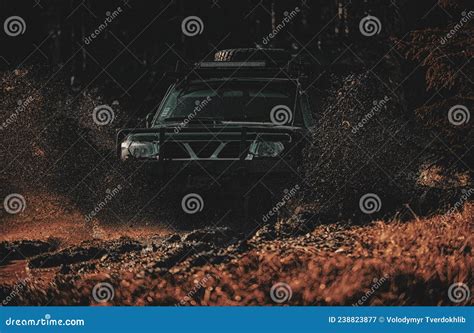 Off Road Sport Truck Between Mountains Landscape Expedition Offroader