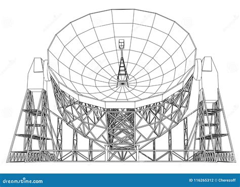 Radio Telescope Concept Outline Vector Stock Vector Illustration Of