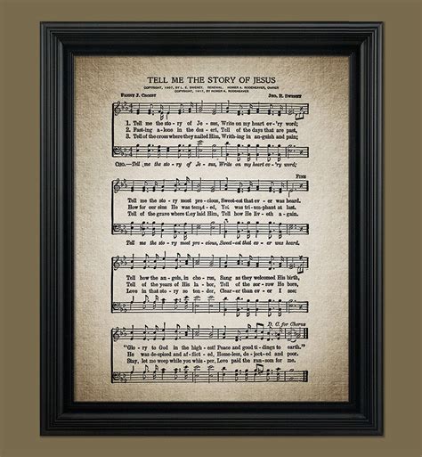 Tell Me the Story of Jesus Hymn Print Hymnal Sheet Sheet Music Home Decor Inspirational Art Gift ...