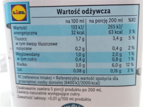 Bio Organic Sojowy napój Vemondo kalorie kJ i wartości odżywcze