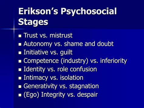 Ppt Erik Erikson S Stages Of Psychosocial Development Powerpoint Erik