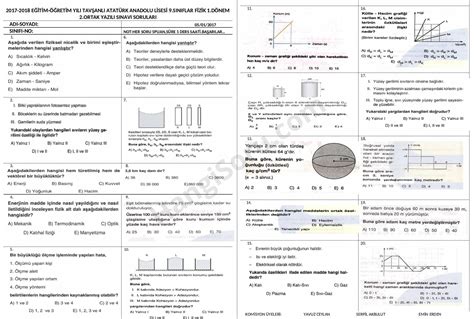 S N F Fizik D Nem Yaz L Sorular Test Hangisoru