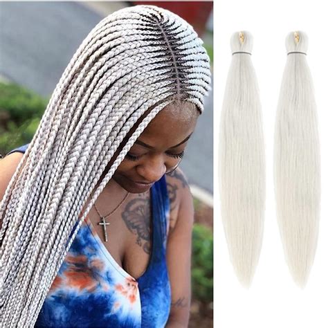 Amazon Coriario Silver Braiding Hair Pre Stretched Inch Pack