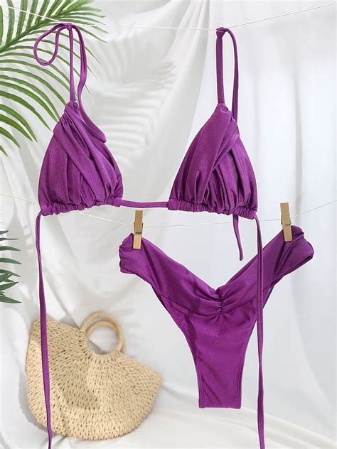 Pleated Brazilian Folds Bikini Set Sexy Micro Bikinis Women
