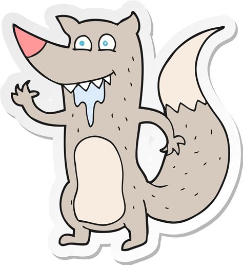 Sticker Of A Cartoon Hungry Wolf Vector Art At Vecteezy