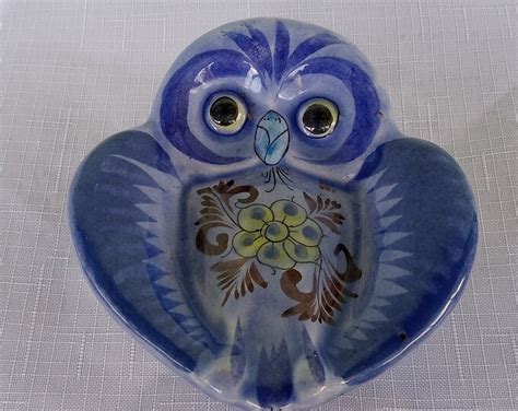 Vintage Tonala Owl Mexican Pottery Owl Tonala Owl Dish Catch All