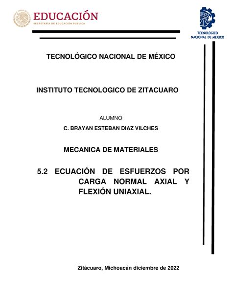 5 2 Ecuacion DE Esfuerzo POR Carga Normal Axial Y Flexion Uniaxial DIAZ