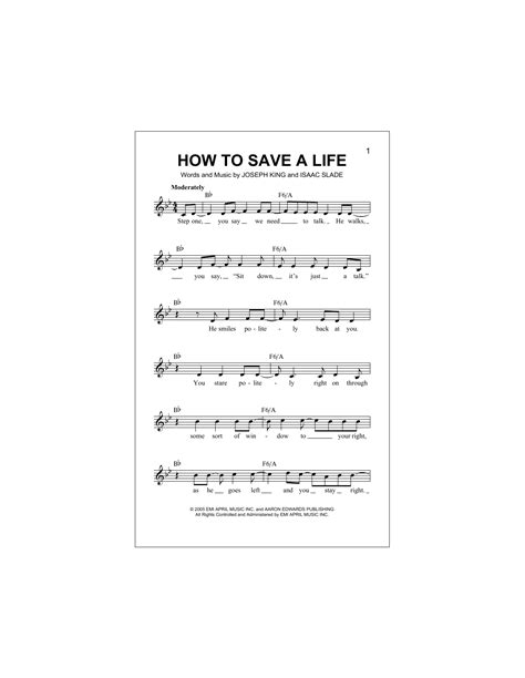 The Fray How To Save A Life Sheet Music Pdf Notes Chords Rock Score Easy Guitar Download