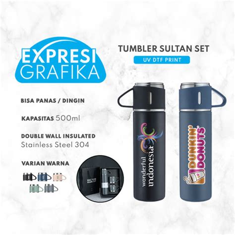 Jual Sultan Set Custom Tumbler Botol Termos Logo Uv Dtf Putih Polos