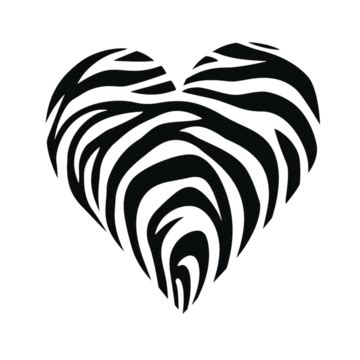 Abstract Heart Shape With Zebra Stripes Heart Shape Pink Grey Png