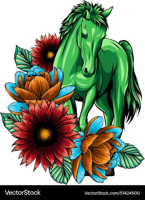 Colored horse hand draw Royalty Free Vector Image