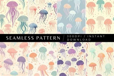 Pastel Jellyfish Seamless Patterns Graphic By Inknfolly Creative Fabrica