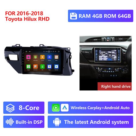 10 1 Inch 2016 2018 Toyota Hilux LHD Touchscreen Android 12 0 GPS