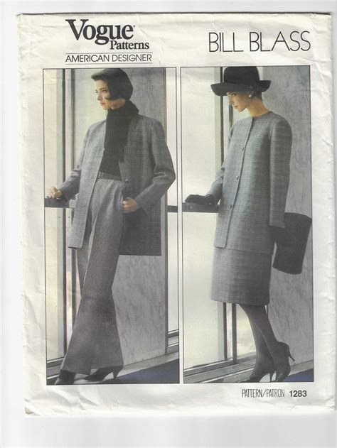 Vogue Bill Blass American Designer Pattern 1283 Size 14 Misses Lined Jacket Skirt And Pants