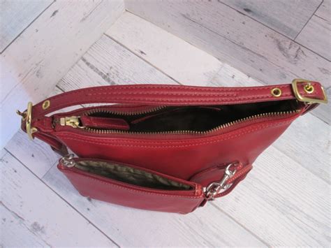 Vintage Coach Red Leather Demi Pouch Baguette 9844 Gem