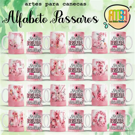 ESTAMPAS ALFABETO PÁSSAROS CANECAS Ana Melim Studio Art