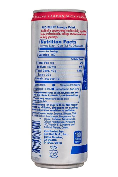 Red Bull Nutrition Label 16 Oz - Nutrition Ftempo