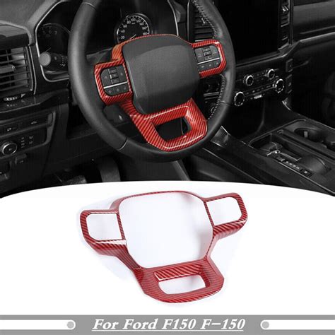 For 21 23 Ford F150 F 150 Red Carbon Fiber Inner Steering Wheel Cover