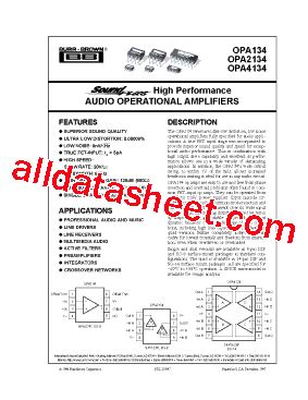 OPA134PA Datasheet PDF Burr Brown TI