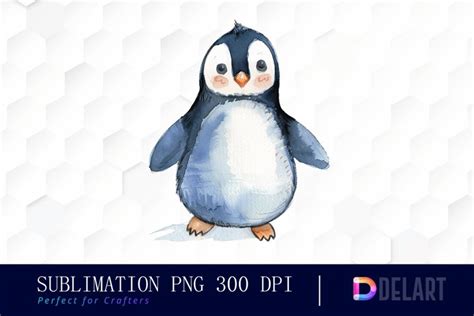 Cute Penguin Watercolor Clipart