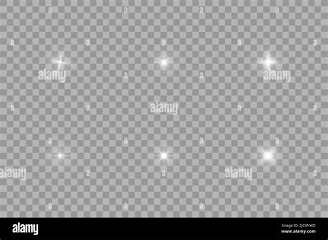 Set Of Vector White Glowing Light Effect Stars Bursts With Sparkles On