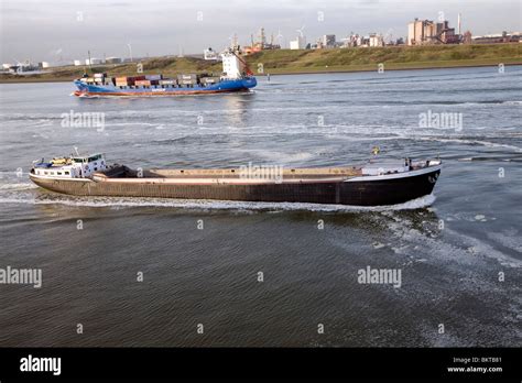 Shipping Nieuwe Waterweg Ship Canal Between Maasluis And Hook Of