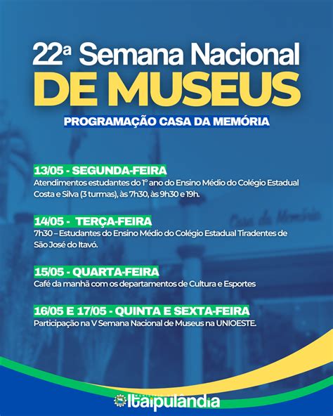 Definida A Programa O Para A Semana Nacional De Museus