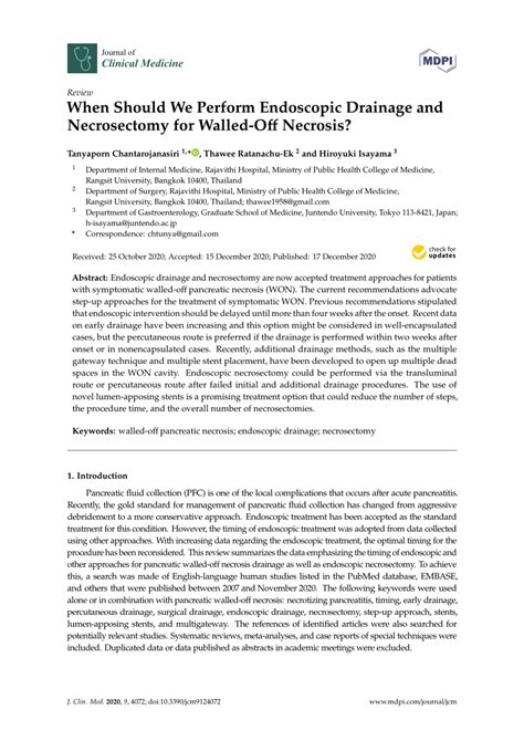 PDF When Should We Perform Endoscopic Drainage And Necrosectomy For