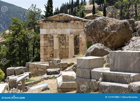 Ruins of the Temple of Apollo in Delphi, Greece Stock Image - Image of ...