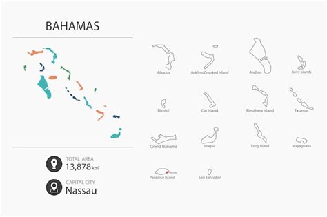 Premium Vector Map Of Bahamas With Detailed Country Map Map Elements