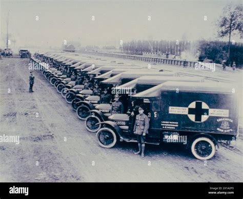 British Ambulance Yard Proven France 1917 Stock Photo Alamy