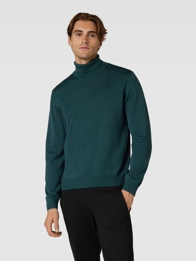 MAERZ Muenchen Rollkragenpullover aus Wolle Modell ROLLI dunkelgrün