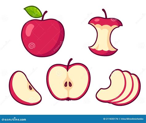 Conjunto De Manzanas De Dibujos Animados Ilustraci N Del Vector