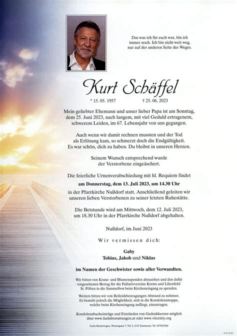 Kurt Sch Ffel Fuchs Bestattungen