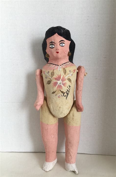 Lupita Mexican Folk Art Paper Mache Doll Hand Painted Pink Etsy