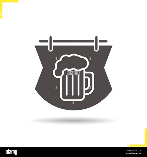 Wooden Bar Sign Icon Tavern Drop Shadow Silhouette Symbol Pub