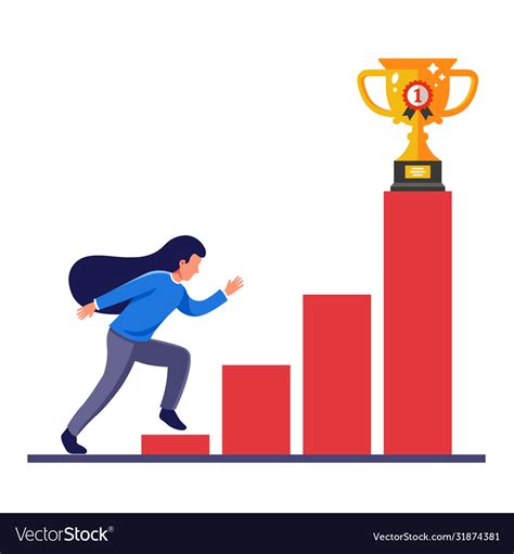 Girl Reaches Her Goal And Runs For Award Vector Image