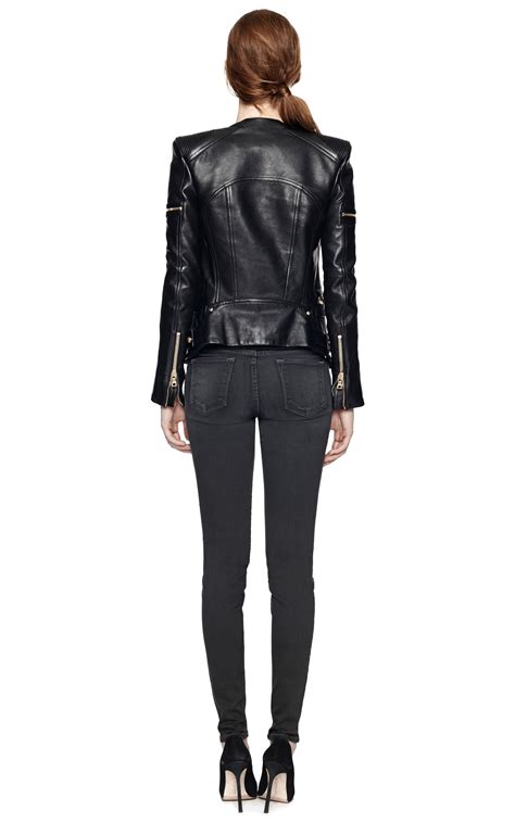 Balmain Leather Biker Jacket In Black Lyst