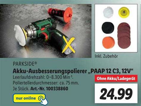 Parkside Akku Ausbesserungspolierer Paap 12 C3 12v Angebot Bei Lidl