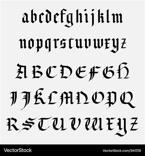 Medieval Alphabet Royalty Free Vector Image Vectorstock