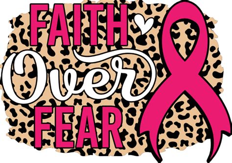 Faith Over Fear Leopard Skin Pink Ribbon Breast Cancer Awareness