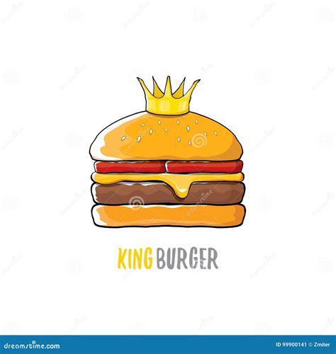 Vector La Hamburguesa Real Del Rey De La Historieta Con El Queso Y El