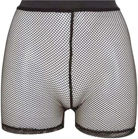 Miss Boho Chic Damen Fischnetz Durchsichtig Netzeinsatz Hot Pant Radlerhose Kurz Amazon De