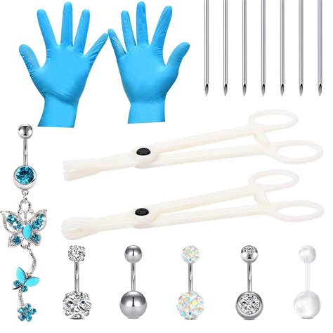 16pcs Belly Button Piercing Kit 14g Body Piercing Needles