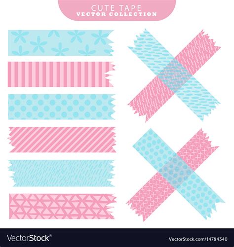 Set Of Blue And Pink Washi Tape With Variant Vector Image