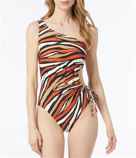 Michael Michael Kors Tiger Print One Shoulder Cut Out One Piece Swimsuit Dillard S