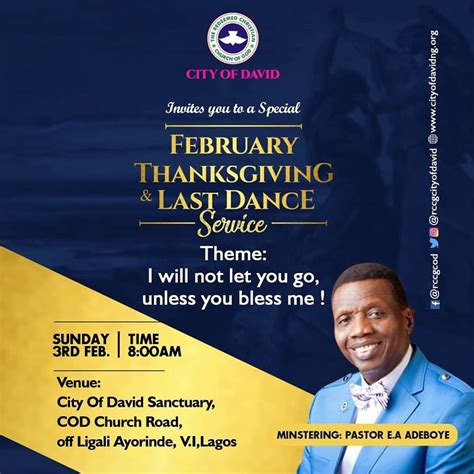 Live Video Rccg City Of David February Thanksgiving Service With