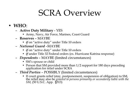 Ppt The Servicemembers Civil Relief Act Scra Legal Issues And